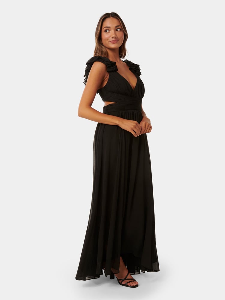 Forever New Black Selena Petite Ruffle Maxi Dress - Image 4 of 4
