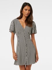 Forever New Black Pria Petite Button Through Mini Dress - Image 1 of 5