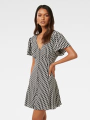 Forever New Black Pria Petite Button Through Mini Dress - Image 4 of 5