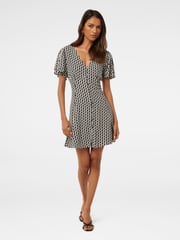 Forever New Black Pria Petite Button Through Mini Dress - Image 5 of 5