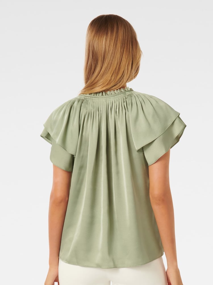 Forever New Green Marni Micropleated Blouse - Image 2 of 5