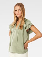 Forever New Green Marni Micropleated Blouse - Image 4 of 5