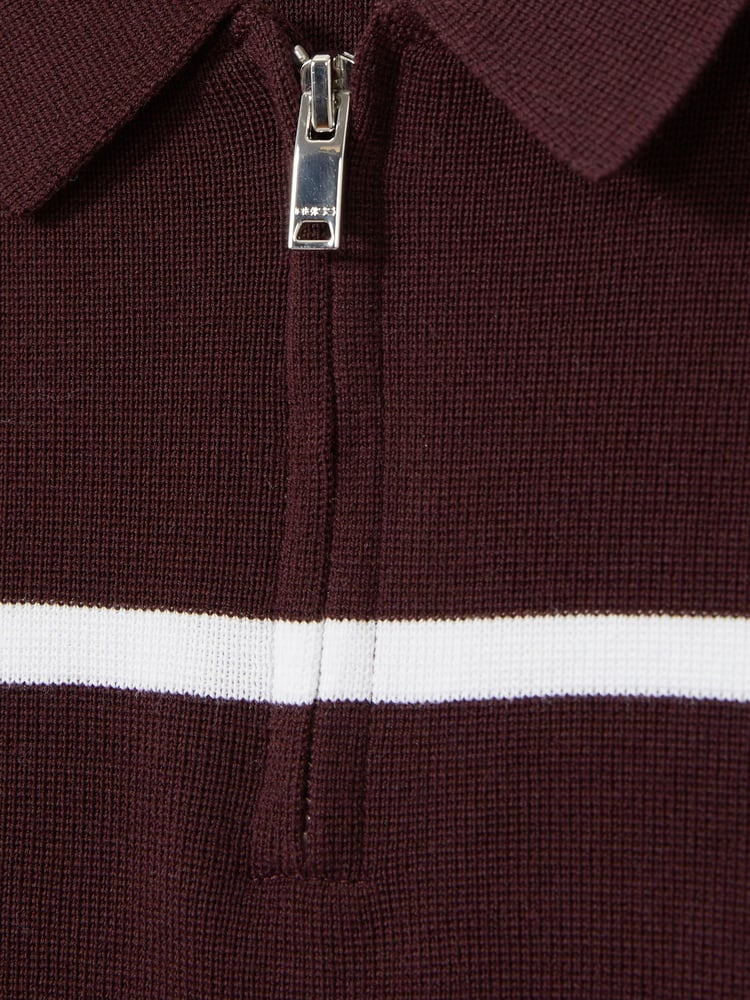 Reiss Navy/Bordeaux/White Tokyo 3-9 yrs Colour-Block Half-Zip Polo Shirt - Image 4 of 4
