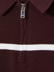 Reiss Navy/Bordeaux/White Tokyo 9-13 yrs Colour-Block Half-Zip Polo Shirt - Image 4 of 4