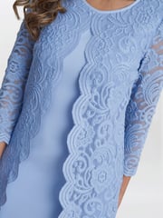 Gina Bacconi Blue Clarabelle Mock Lace Jacket And Crepe Dress - Image 4 of 5