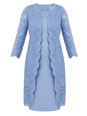 Gina Bacconi Blue Clarabelle Mock Lace Jacket And Crepe Dress - Image 5 of 5