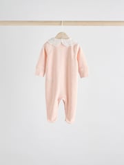 Pink 100% Cotton Collar Baby Sleepsuits 3 Pack (0-2yrs) - Image 4 of 12