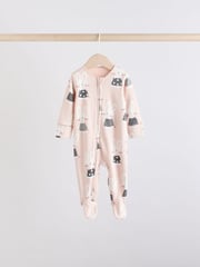 Brown/Cream 5 Pack Baby Bunny Sleepsuits (0mths-2yrs) - Image 5 of 15