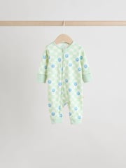 Orange 3 Pack Two Way Zip 100% Cotton Baby Sleepsuits (0mths-3yrs) - Image 3 of 12
