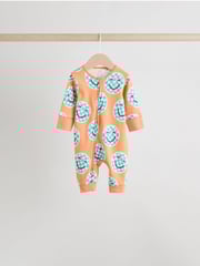 Orange 3 Pack Two Way Zip 100% Cotton Baby Sleepsuits (0mths-3yrs) - Image 4 of 12