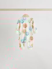 Orange 3 Pack Two Way Zip 100% Cotton Baby Sleepsuits (0mths-3yrs) - Image 6 of 12