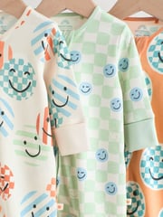 Orange 3 Pack Two Way Zip 100% Cotton Baby Sleepsuits (0mths-3yrs) - Image 7 of 12