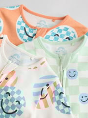 Orange 3 Pack Two Way Zip 100% Cotton Baby Sleepsuits (0mths-3yrs) - Image 8 of 12