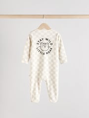 Brown/Cream Two Way Zip Baby Sleepsuits 3 Pack (0mths-2yrs) - Image 5 of 13