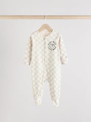 Brown/Cream Two Way Zip Baby Sleepsuits 3 Pack (0mths-2yrs) - Image 6 of 13