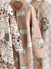 Brown/Cream Two Way Zip Baby Sleepsuits 3 Pack (0mths-2yrs) - Image 7 of 13