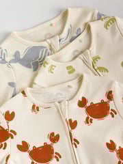 Multi Two Way Zip Baby Sleepsuits 3 Pack (0mths-2yrs) - Image 8 of 12
