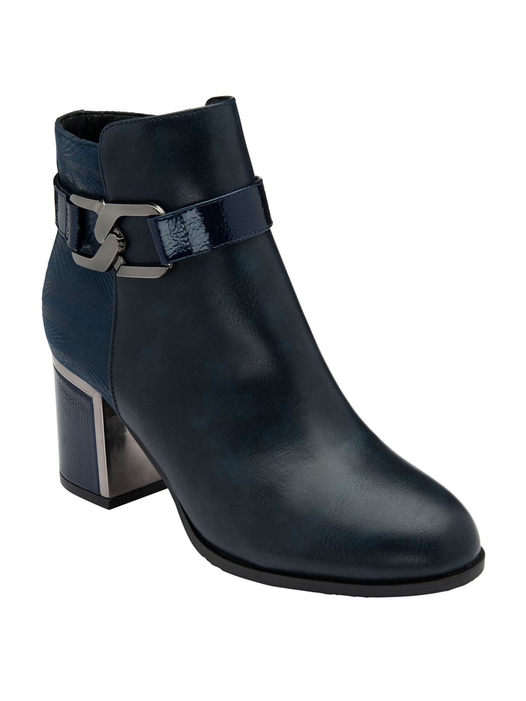 Lotus Blue Patent Lace-Up Ankle Boots - Image 1 of 4