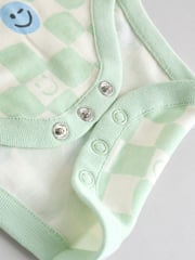 Blue/White/Orange Happy Face Short Sleeve Baby Bodysuits 3 Pack - Image 11 of 11