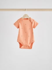 Blue/White/Orange Happy Face Short Sleeve Baby Bodysuits 3 Pack - Image 3 of 11