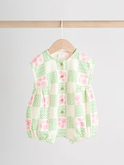 Green and Pink Printed Baby Jersey Rompers 2 Pack - Image 3 of 14