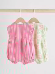 Green and Pink Printed Baby Jersey Rompers 2 Pack - Image 4 of 14