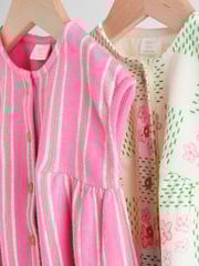 Green and Pink Printed Baby Jersey Rompers 2 Pack - Image 6 of 14