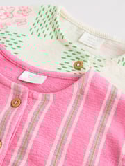 Green and Pink Printed Baby Jersey Rompers 2 Pack - Image 7 of 14