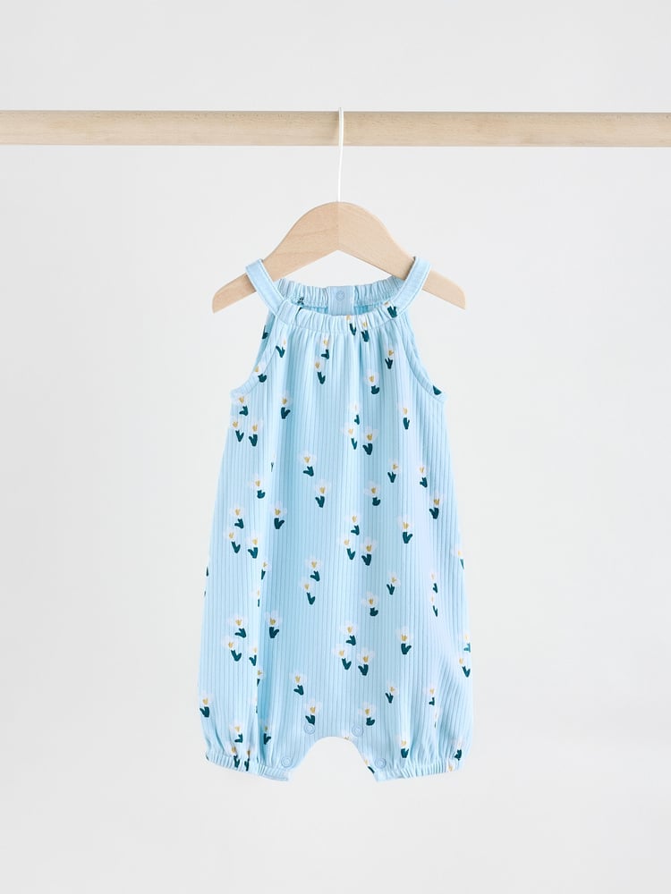 Multi Colour Floral Baby Strappy Rompers 3 Pack - Image 2 of 12