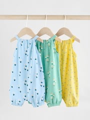 Multi Colour Floral Baby Strappy Rompers 3 Pack - Image 5 of 12