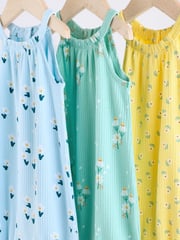 Multi Colour Floral Baby Strappy Rompers 3 Pack - Image 7 of 12