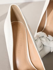 Ivory Signature Premium Leather Point Toe Flower Detail Court Shoes - Image 5 of 6