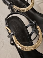 Black Signature Leather Ankle Cuff Sandal Heels - Image 10 of 10