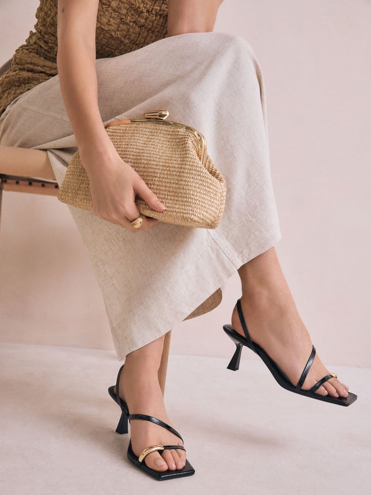 Black Toe Loop Heeled Sandals - Image 1 of 10