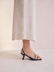 Black Toe Loop Heeled Sandals - Image 2 of 10