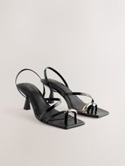Black Toe Loop Heeled Sandals - Image 6 of 10