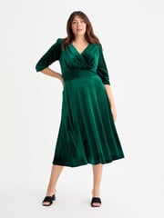 Scarlett & Jo Green Helena Velvet Long Midi Dress - Image 1 of 4