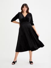 Scarlett & Jo Black Helena Velvet Long Midi Dress - Image 1 of 5
