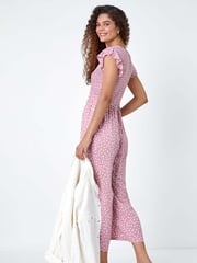Roman Pink Polka Dot Shirred Jumpsuit - Image 2 of 5