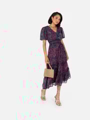 Lovedrobe Shirring Waist Puff Sleeve Midi Dress - Image 2 of 4