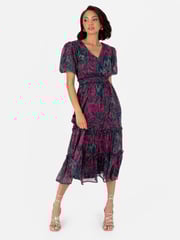 Lovedrobe Shirring Waist Puff Sleeve Midi Dress - Image 4 of 4