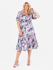 Lovedrobe Shirring Waist Puff Sleeve Midi Dress - Image 1 of 4