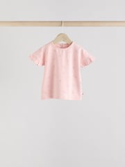Pink/Cream/Grey Heart 4-pack Short Sleeve Baby Ribbed Top - Image 3 of 13