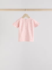 Pink/Cream/Grey Heart 4-pack Short Sleeve Baby Ribbed Top - Image 4 of 13