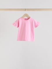 Pink/Cream/Grey Heart 4-pack Short Sleeve Baby Ribbed Top - Image 5 of 13