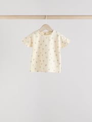 Pink/Cream/Grey Heart 4-pack Short Sleeve Baby Ribbed Top - Image 6 of 13