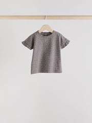 Pink/Cream/Grey Heart 4-pack Short Sleeve Baby Ribbed Top - Image 7 of 13