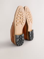 Tan Brown Contrast Sole Derby Shoes - Image 5 of 7