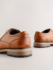 Tan Brown Contrast Sole Derby Shoes - Image 7 of 7