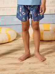 Joules Ocean Blue Printed Swim Shorts - Image 1 of 6